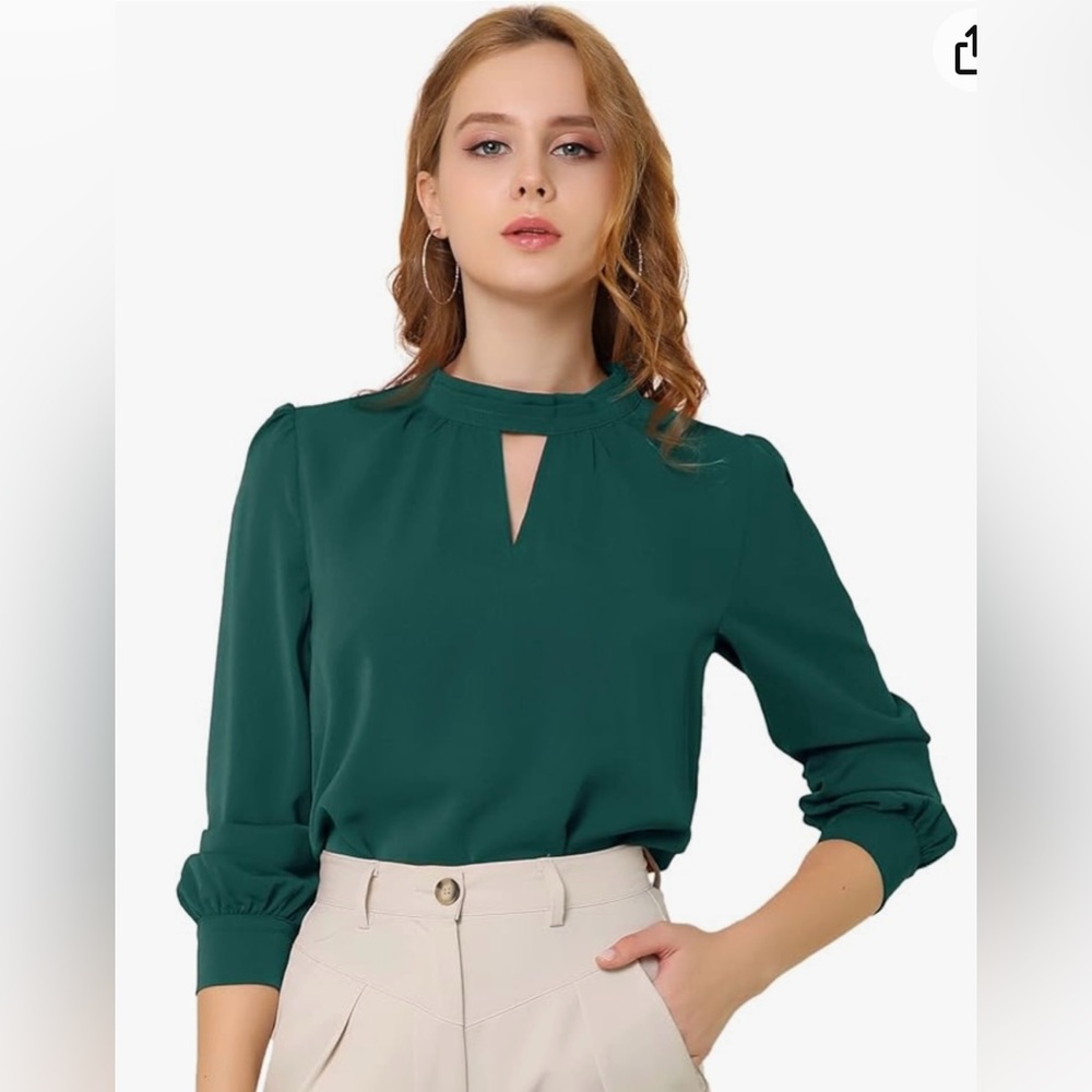 Keyhole Blouse Hunter Green